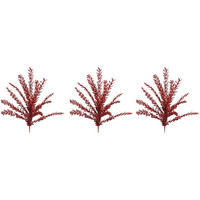 23 in glitter Filigree Leaf Spray christmas Decor  Red - Set of 3