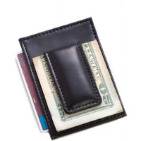 Bey-Berk International BB516B Leather Magnetic Money clip & Wallet with ID Window - Black