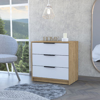 cannon 3-Drawer Dresser White and Light Oak(D0102H767HP)