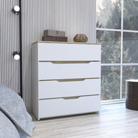 Lynbrook 4-Drawer Dresser White and Light Oak(D0102H76HT2)