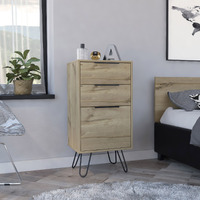 Meriden 3-Drawer Rectangle Dresser Light Oak(D0102H76XPX)