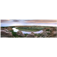 A bend in the Milk River, Writing-on-stone Provincial Park, Alberta, Canada-Paper Art-38"x14"