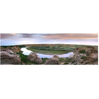 A bend in the Milk River, Writing-on-stone Provincial Park, Alberta, Canada-Paper Art-56"x20"