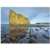 Coastline and Perce Rock, a limestone formation, at low tide, Quebec, Canada-Paper Art-34"x26"