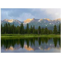 West Needle Mountains reflected in Molas Lake, Weminuche Wilderness, Colorado-Paper Art-18"x14"