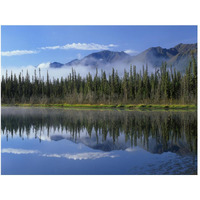 Lake reflecting mountain range and forest, Kluane National Park, Yukon, Canada-Paper Art-50&quotx38"