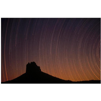 Startrails over Shiprock in the four corners region of the Southwest, New Mexico-Paper Art-20"x14"