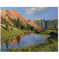 Red Mountain gets its color from iron ore in the rock, Gray Copper Gulch, Colorado-Paper Art-26&quotx20"