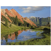 Red Mountain gets its color from iron ore in the rock, Gray Copper Gulch, Colorado-Paper Art-34&quotx26"