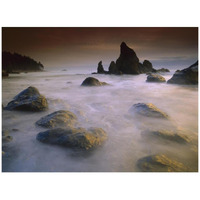 Sea stack and rocks along shoreline at Ruby Beach, Olympic National Park, Washington-Paper Art-42"x32"