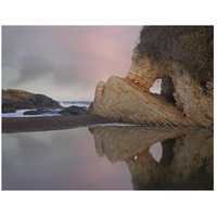 Cave reflected in pool at dusk, Spooners Cove, Montano de Oro State Park, California-Paper Art-26"x20"