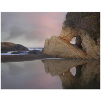 Cave reflected in pool at dusk, Spooners Cove, Montano de Oro State Park, California-Paper Art-42"x32"