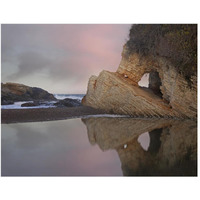 Cave reflected in pool at dusk, Spooners Cove, Montano de Oro State Park, California-Paper Art-50"x38"