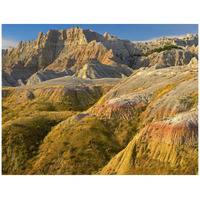 Eroded buttes showing layers of sedimentary rock, Badlands National Park, South Dakota-Paper Art-42"x32"