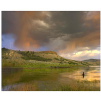 Thunderstorm with lightning strike over Curecanti National Recreational Area, Colorado-Paper Art-22"x18"