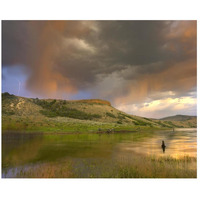 Thunderstorm with lightning strike over Curecanti National Recreational Area, Colorado-Paper Art-26"x22"