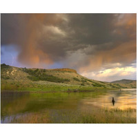 Thunderstorm with lightning strike over Curecanti National Recreational Area, Colorado-Paper Art-30"x24"