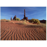 Totem pole and Yei Bi Chei with sand dunes, Monument Valley Navajo Tribal Park, Arizona-Paper Art-26"x20"