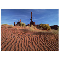 Totem pole and Yei Bi Chei with sand dunes, Monument Valley Navajo Tribal Park, Arizona-Paper Art-34"x26"