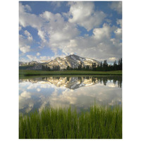 Mammoth Peak and scattered clouds reflected in lake, Yosemite National Park, California-Paper Art-20"x26"