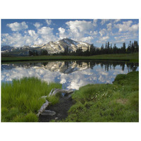 Mammoth Peak and scattered clouds reflected in lake, Yosemite National Park, California-Paper Art-26"x20"