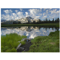 Mammoth Peak and scattered clouds reflected in lake, Yosemite National Park, California-Paper Art-34"x26"