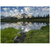 Mammoth Peak and scattered clouds reflected in lake, Yosemite National Park, California-Paper Art-42"x32"