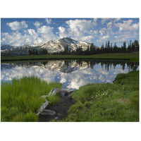 Mammoth Peak and scattered clouds reflected in lake, Yosemite National Park, California-Paper Art-50"x38"