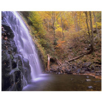 Crabtree Falls cascading into stream in autumn forest, Blue Ridge Parkway, North Carolina-Paper Art-22"x18"