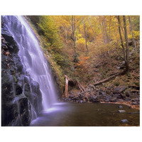 Crabtree Falls cascading into stream in autumn forest, Blue Ridge Parkway, North Carolina-Paper Art-26"x22"