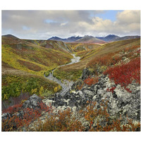 River flowing through tundra, Ogilvie Mountains, Tombstone Territorial Park, Yukon, Canada-Paper Art-24"x21.36"