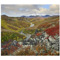 River flowing through tundra, Ogilvie Mountains, Tombstone Territorial Park, Yukon, Canada-Paper Art-32"x28.4"