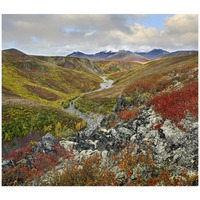 River flowing through tundra, Ogilvie Mountains, Tombstone Territorial Park, Yukon, Canada-Paper Art-42"x37.2"