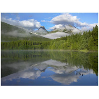 Fortress Mountain shrouded in clouds, reflected in lake, Kananaskis Country, Alberta, Canada-Paper Art-42"x32"