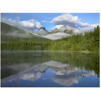 Fortress Mountain shrouded in clouds, reflected in lake, Kananaskis Country, Alberta, Canada-Paper Art-50"x38"