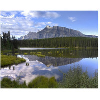 Mount Rundle and boreal forest reflected in Johnson Lake, Banff National Park, Alberta, Canada-Paper Art-26"x22"