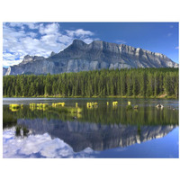 Mount Rundle and boreal forest reflected in Johnson Lake, Banff National Park, Alberta, Canada-Paper Art-34"x26"