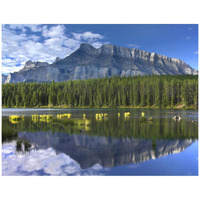 Mount Rundle and boreal forest reflected in Johnson Lake, Banff National Park, Alberta, Canada-Paper Art-42"x32"