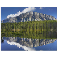 Mount Rundle and boreal forest reflected in Johnson Lake, Banff National Park, Alberta, Canada-Paper Art-18"x14"