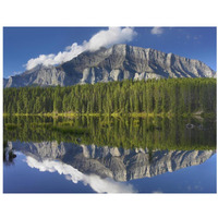 Mount Rundle and boreal forest reflected in Johnson Lake, Banff National Park, Alberta, Canada-Paper Art-34"x26"