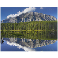 Mount Rundle and boreal forest reflected in Johnson Lake, Banff National Park, Alberta, Canada-Paper Art-42"x32"