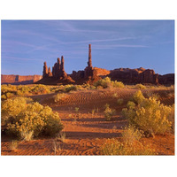 Totem Pole and Yei Bi Chei with sand dunes and shrubs, Monument Valley, Arizona and Utah border-Paper Art-50&quotx38"