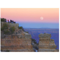 Tourists enjoying sunset and rising full moon at Yaki Point, Grand Canyon National Park, Arizona-Paper Art-26"x20"