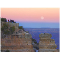 Tourists enjoying sunset and rising full moon at Yaki Point, Grand Canyon National Park, Arizona-Paper Art-42"x32"