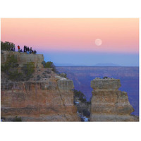 Tourists enjoying sunset and rising full moon at Yaki Point, Grand Canyon National Park, Arizona-Paper Art-50"x38"