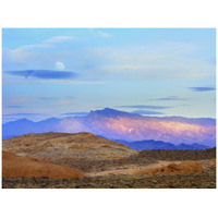 Sunset lighting up mountains under a full moon in Valley of Fire State Park, Mojave Desert, Nevada-Paper Art-42"x32"