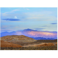 Sunset lighting up mountains under a full moon in Valley of Fire State Park, Mojave Desert, Nevada-Paper Art-50"x38"