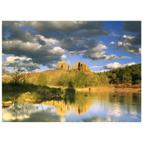 Cathedral Rock reflected in Oak Creek at Red Rock crossing, Red Rock State Park near Sedona, Arizona-Paper Art-18"x14"