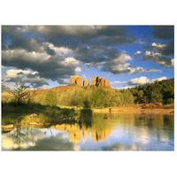 Cathedral Rock reflected in Oak Creek at Red Rock crossing, Red Rock State Park near Sedona, Arizona-Paper Art-26"x20"