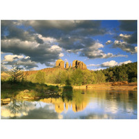 Cathedral Rock reflected in Oak Creek at Red Rock crossing, Red Rock State Park near Sedona, Arizona-Paper Art-50"x38"